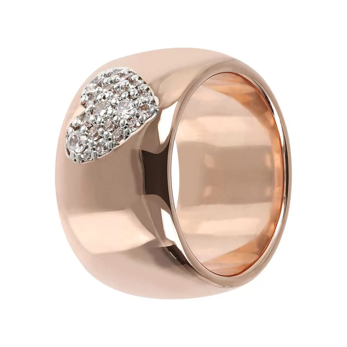 Sale Anello A Fascia Con Cuore In Pave Di Zirconi Anelli