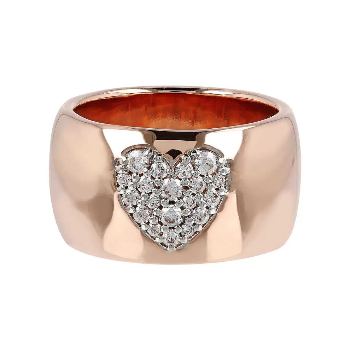 Sale Anello A Fascia Con Cuore In Pave Di Zirconi Anelli