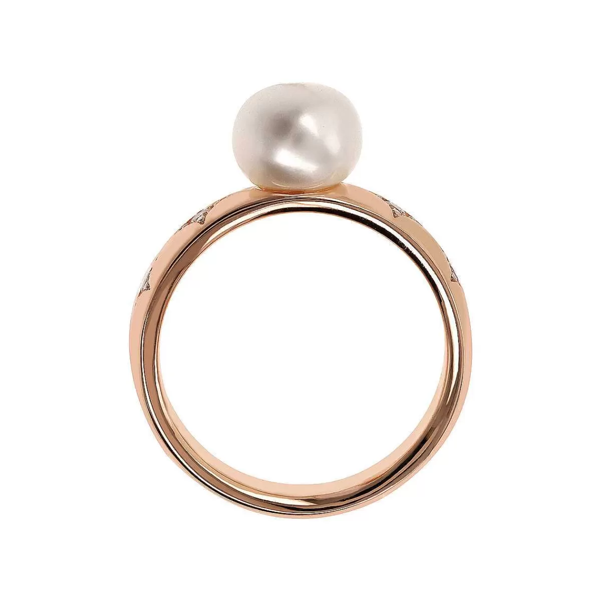 Store Anello A Fascia Con Etoile E Perla Bottone D'Acqua Dolce Bianca O 8 Mm Anelli