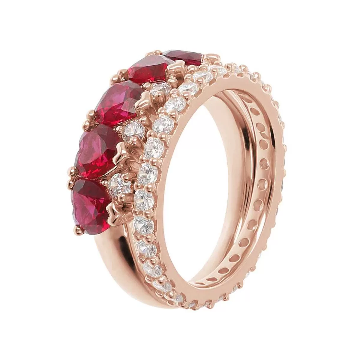 Sale Anello Bicolore Con Cuori Di Zirconi Anelli