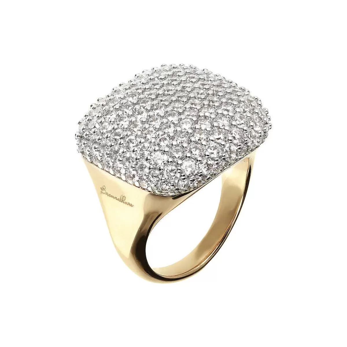 Discount Anello Chevalier Dorato Con Pave Quadrato In Cubic Zirconia Anelli