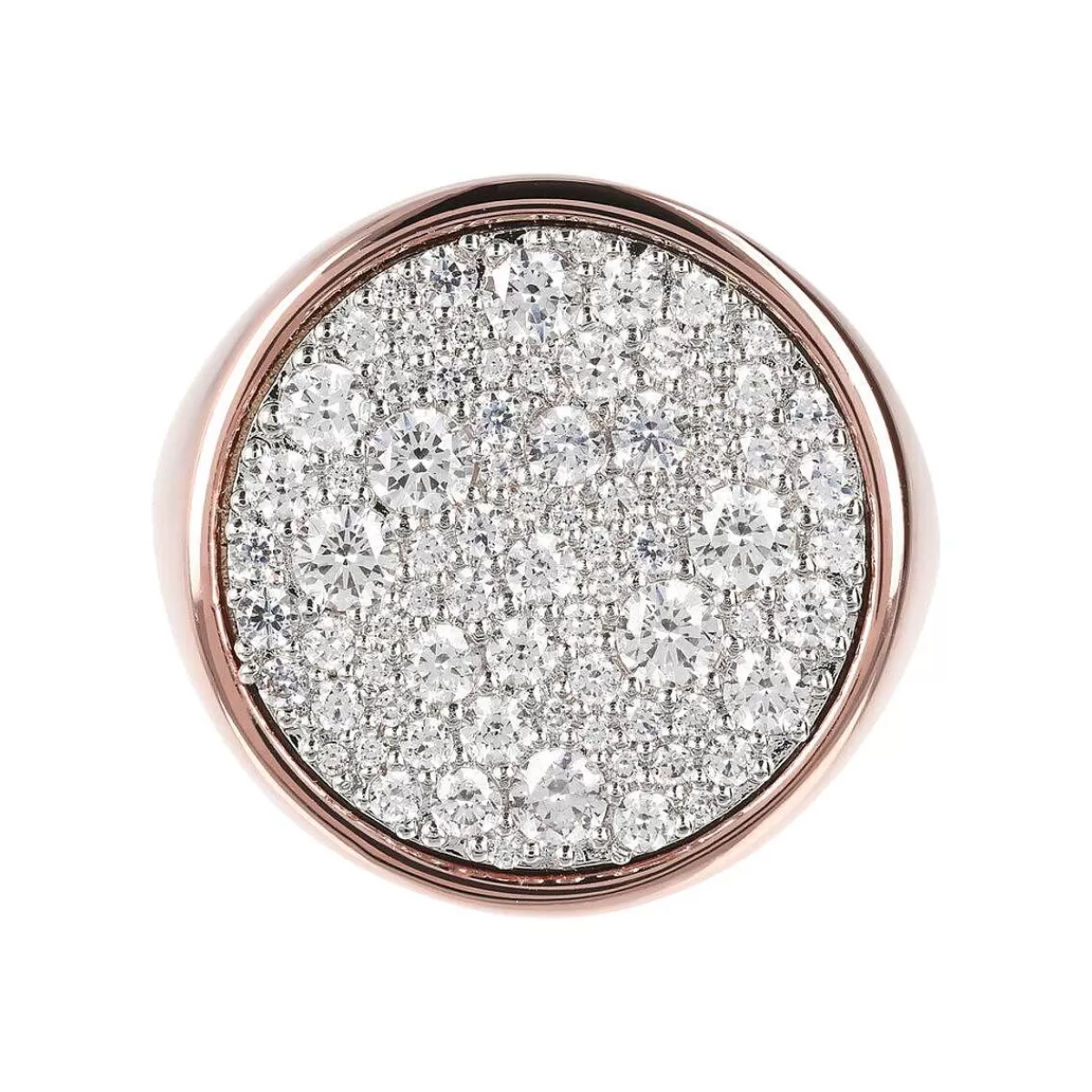 Outlet Anello Chevalier Grande Con Pave Rotondo In Spinello Nero O Zirconi Cubici Anelli
