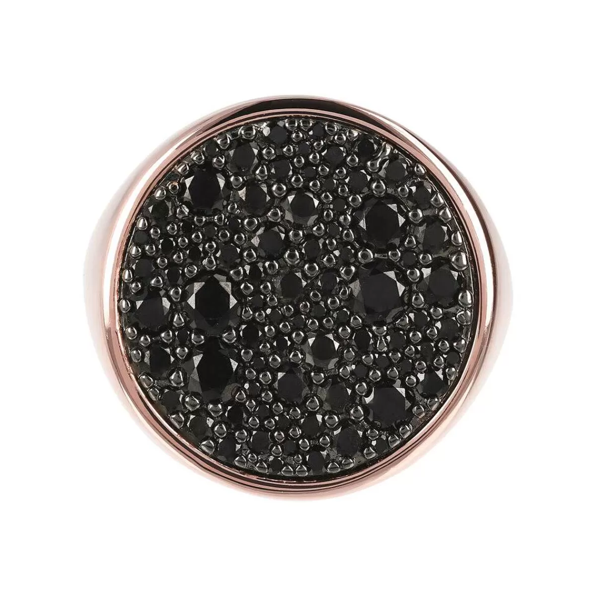Outlet Anello Chevalier Grande Con Pave Rotondo In Spinello Nero O Zirconi Cubici Anelli