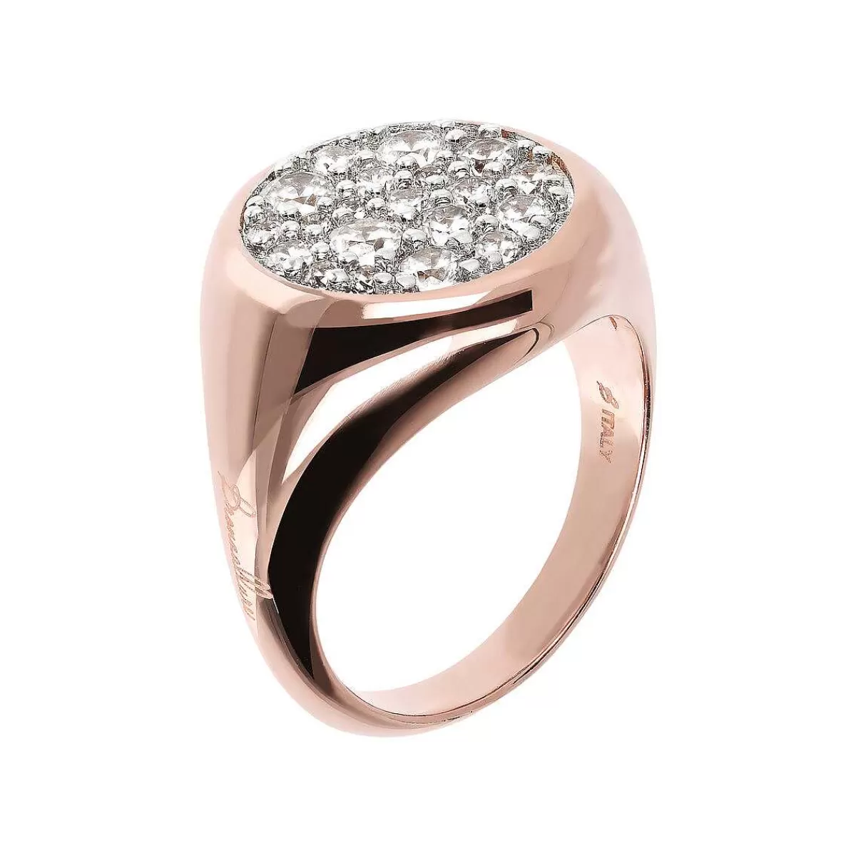 Hot Anello Chevalier Piccolo Con Pave Rotondo In Spinello Nero O Zirconi Cubici Anelli