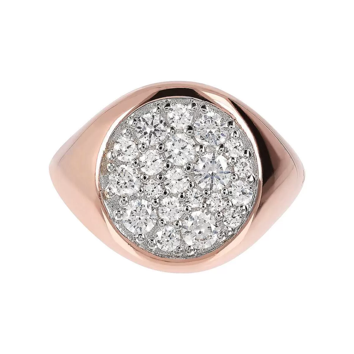Hot Anello Chevalier Piccolo Con Pave Rotondo In Spinello Nero O Zirconi Cubici Anelli