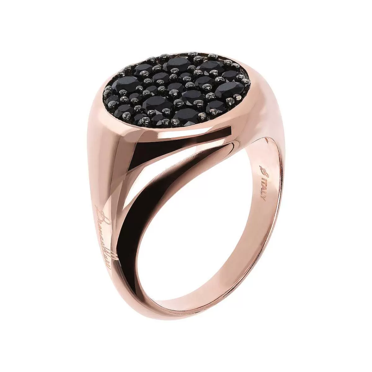 Hot Anello Chevalier Piccolo Con Pave Rotondo In Spinello Nero O Zirconi Cubici Anelli