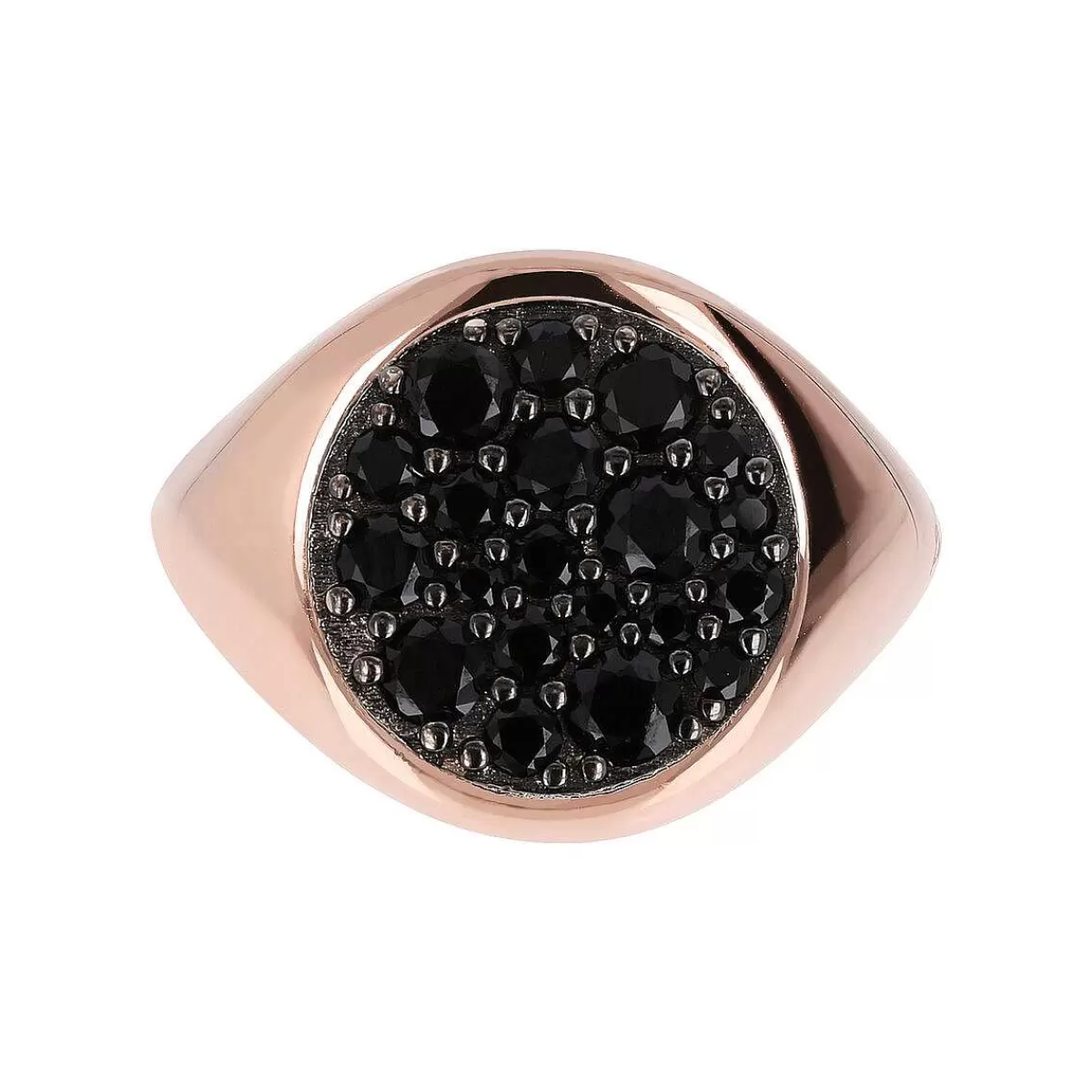 Hot Anello Chevalier Piccolo Con Pave Rotondo In Spinello Nero O Zirconi Cubici Anelli