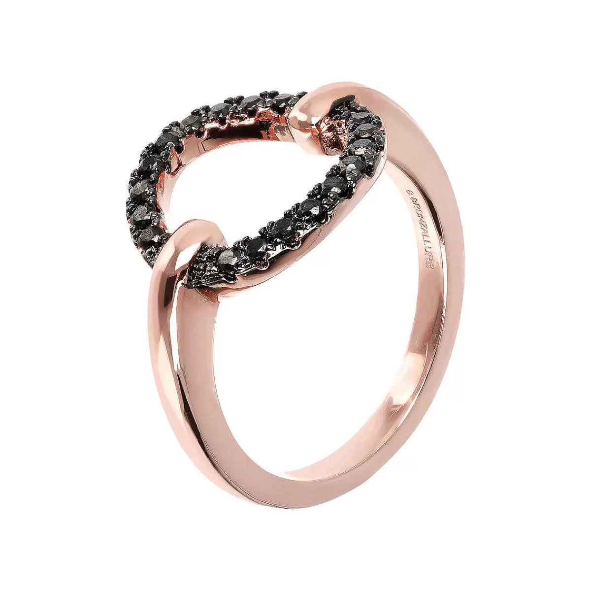 Fashion Anello Cocktail Con Cerchio In Spinello Nero O Zirconi Cubici Anelli