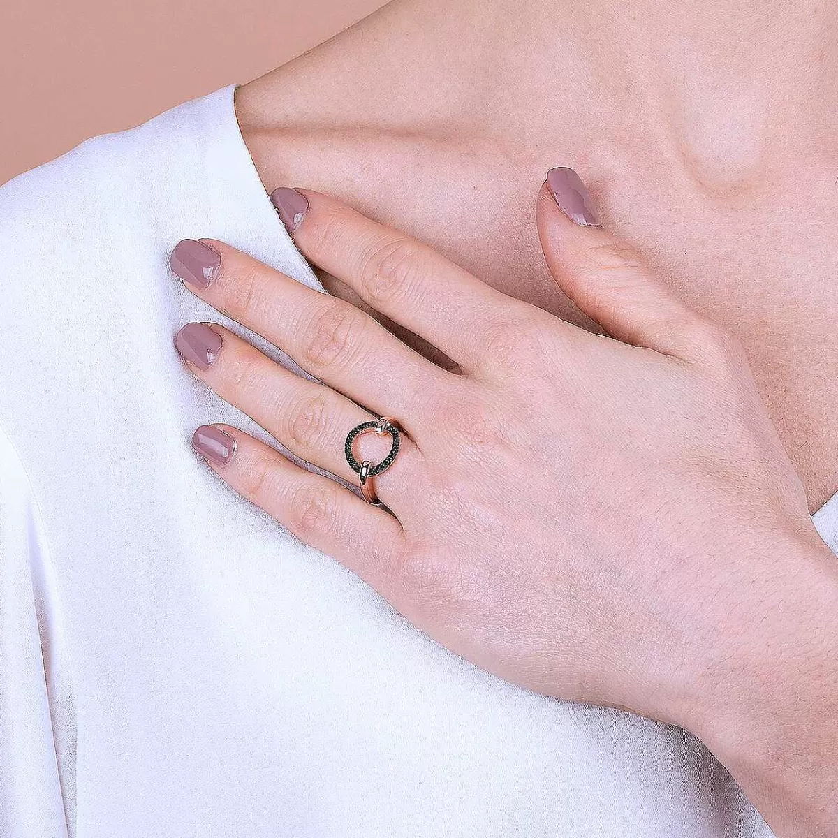 Fashion Anello Cocktail Con Cerchio In Spinello Nero O Zirconi Cubici Anelli