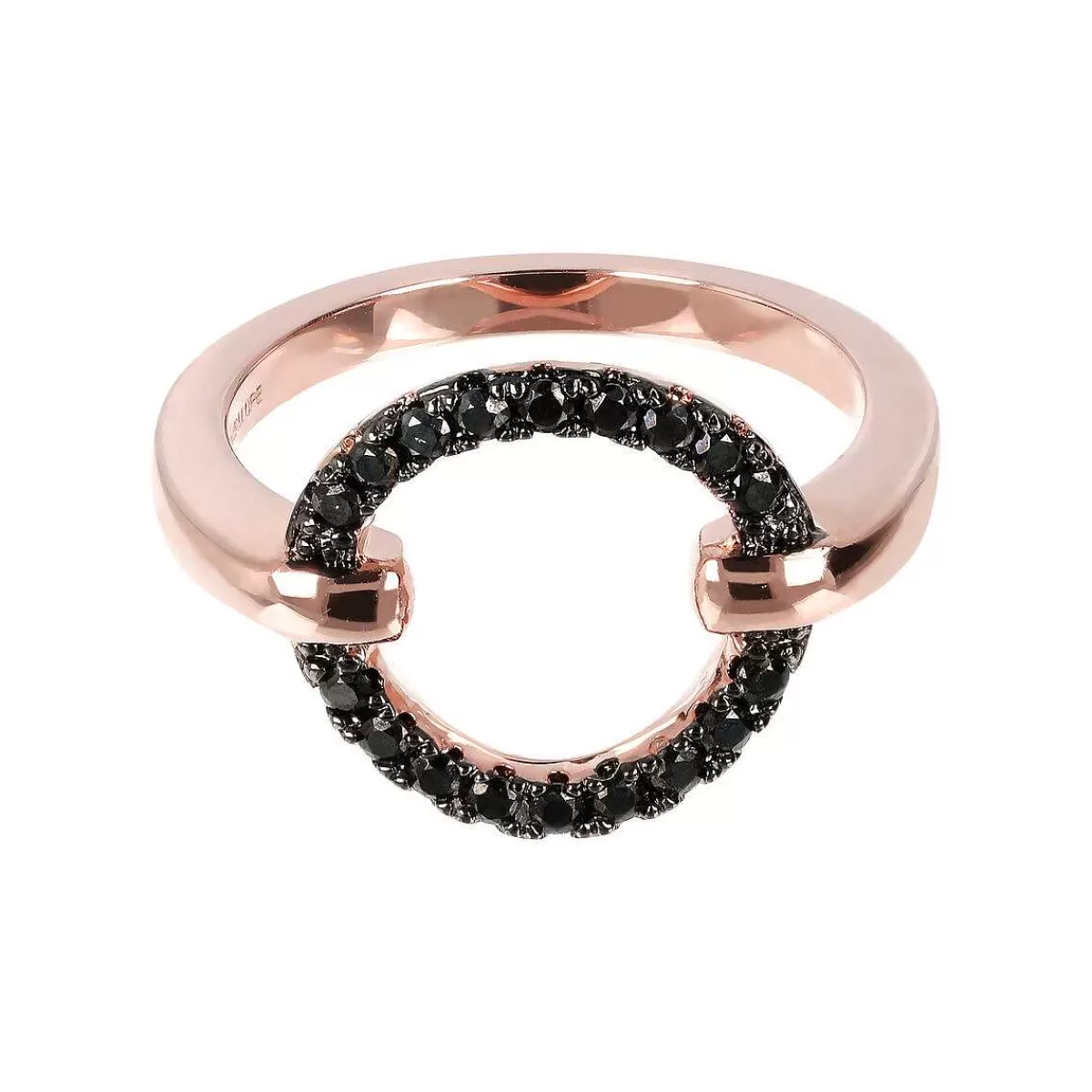 Fashion Anello Cocktail Con Cerchio In Spinello Nero O Zirconi Cubici Anelli