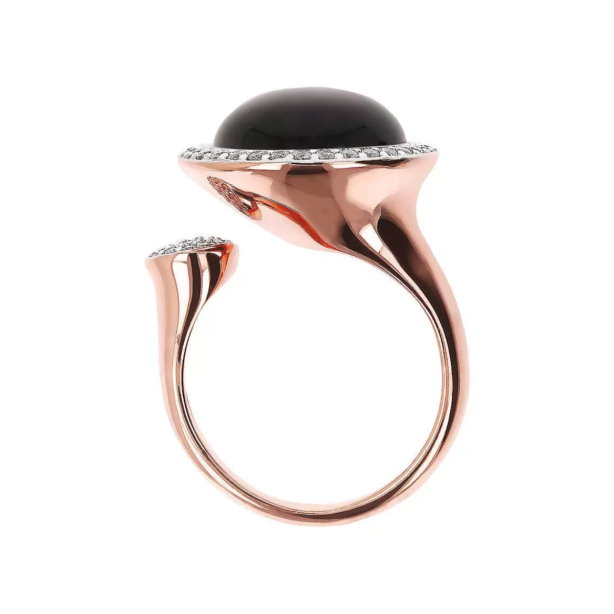 New Anello Contrarie Con Pietra Naturale Tonda E Pave Di Cubic Zirconia Anelli