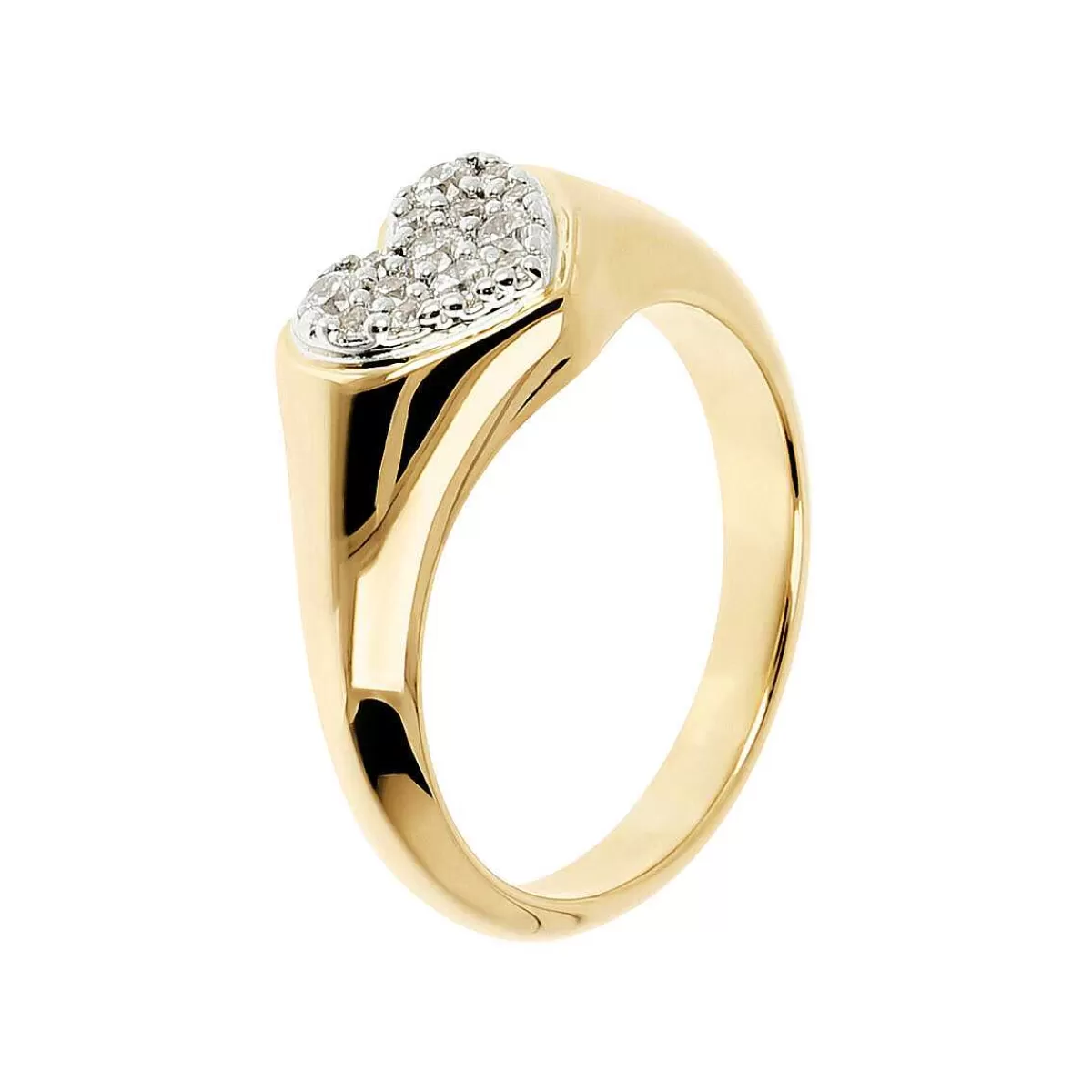 Store Anello Dorato Con Cuore In Pave Di Cubic Zirconia Anelli