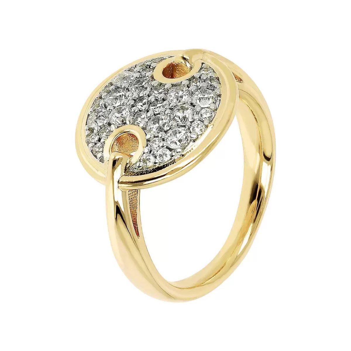 Online Anello Dorato Con Elemento Tondo Pave In Cubic Zirconia Anelli
