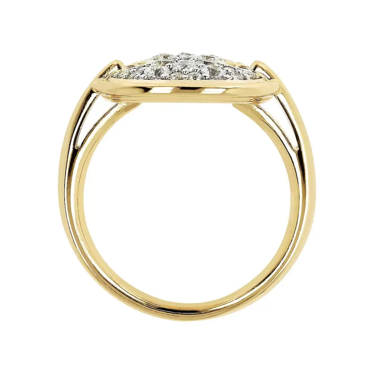 Online Anello Dorato Con Elemento Tondo Pave In Cubic Zirconia Anelli