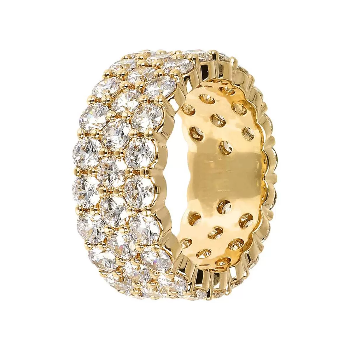 Flash Sale Anello Dorato Con Tre File Di Zirconi Dorati Anelli