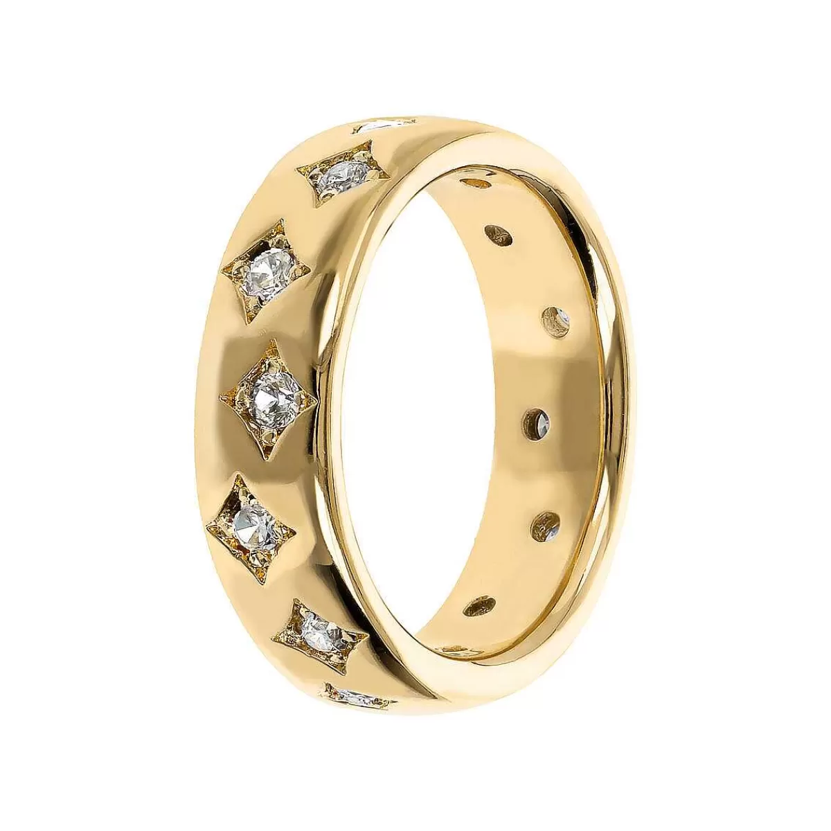 Best Sale Anello Etoile Dorato Con Punti Luce In Cubic Zirconia Anelli
