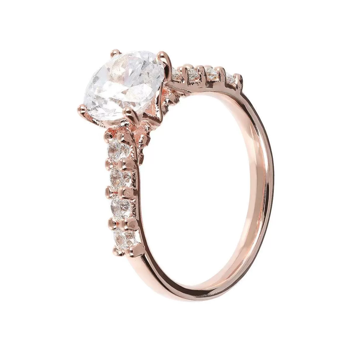 Hot Anello Solitario Con Riviera In Cubic Zirconia Anelli
