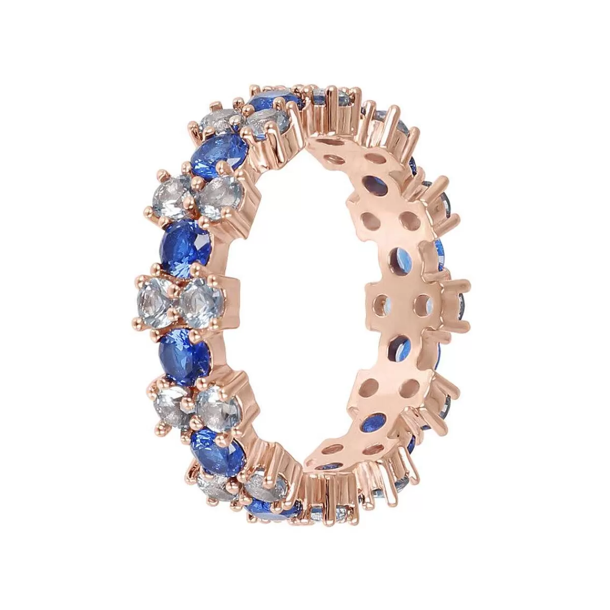Sale Anello Veretta Bicolore Con Zirconi Cubici Anelli