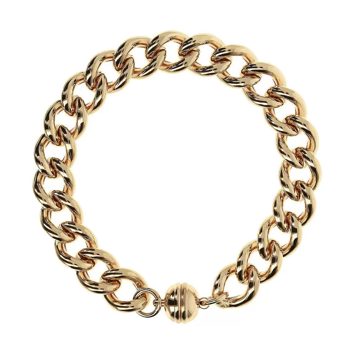 Cheap Bracciale A Catena Barbazzale Dorata Con Maglie Maxi Taglio Diamante Bracciali