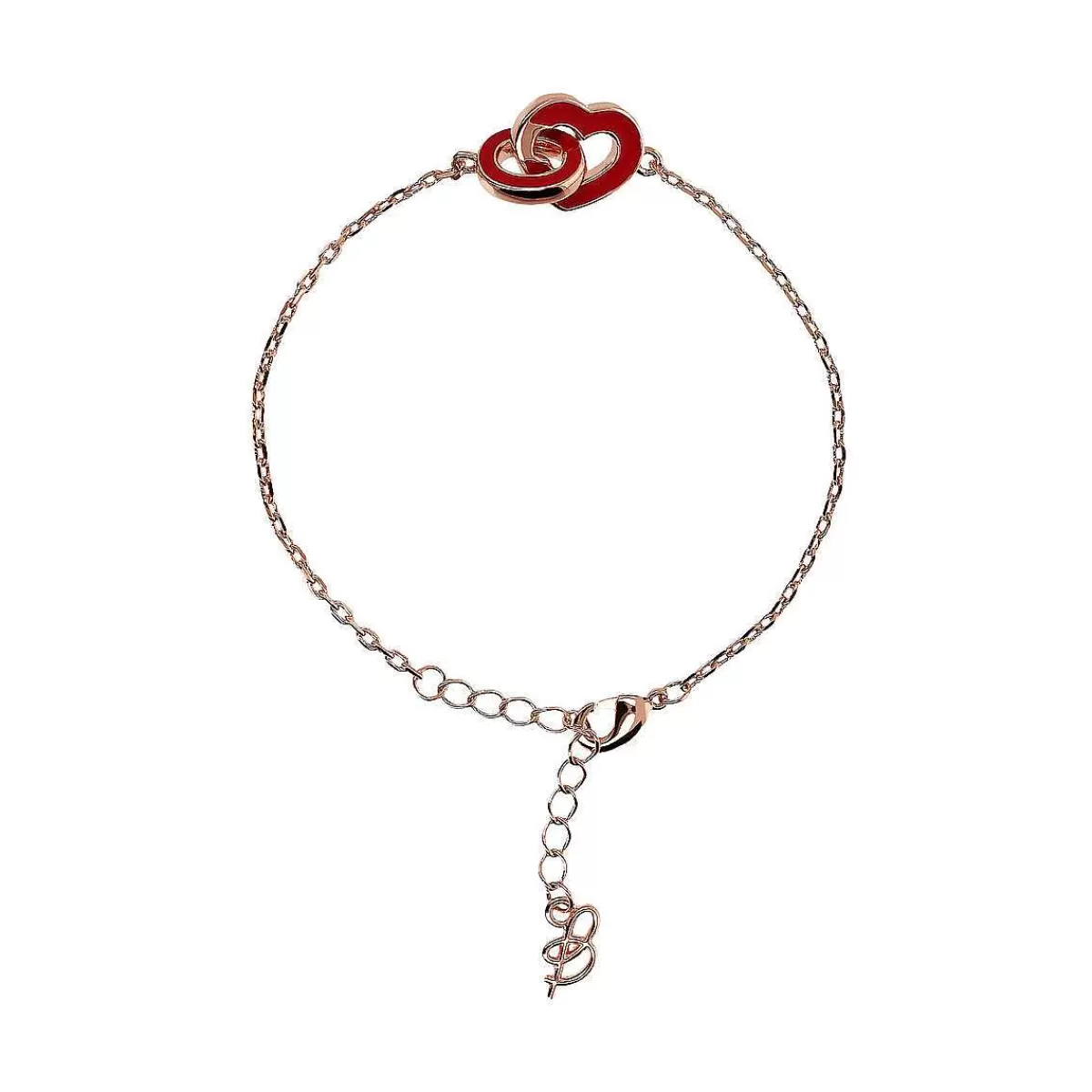 Hot Bracciale A Catena Con Doppio Cuore Smaltato E Pendente A Maglia Ovale Bracciali