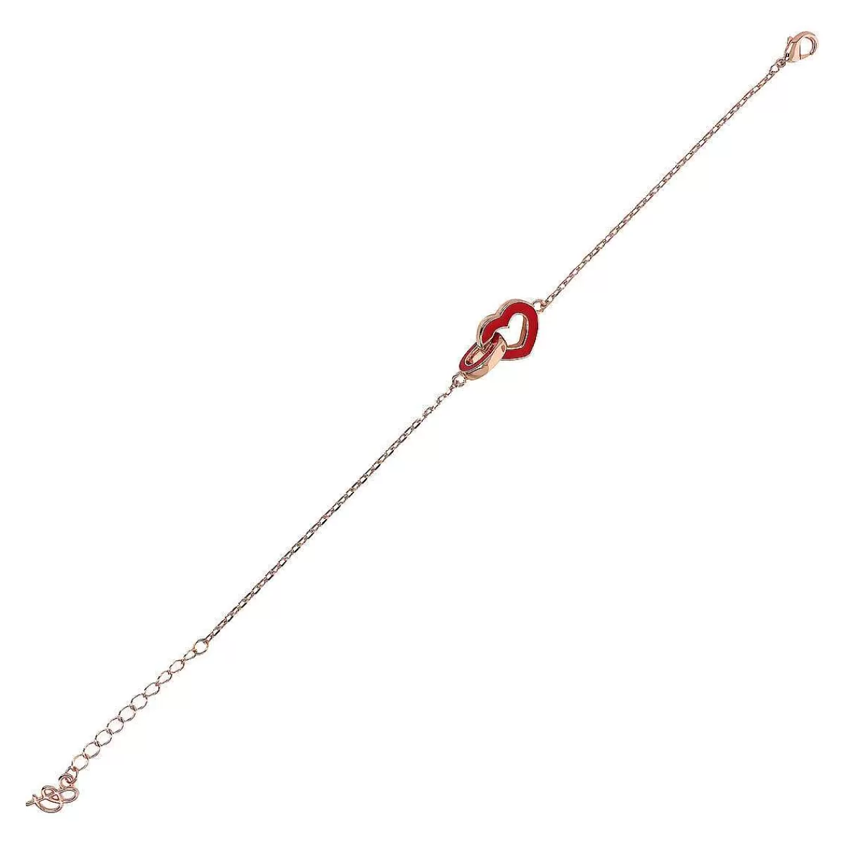 Hot Bracciale A Catena Con Doppio Cuore Smaltato E Pendente A Maglia Ovale Bracciali