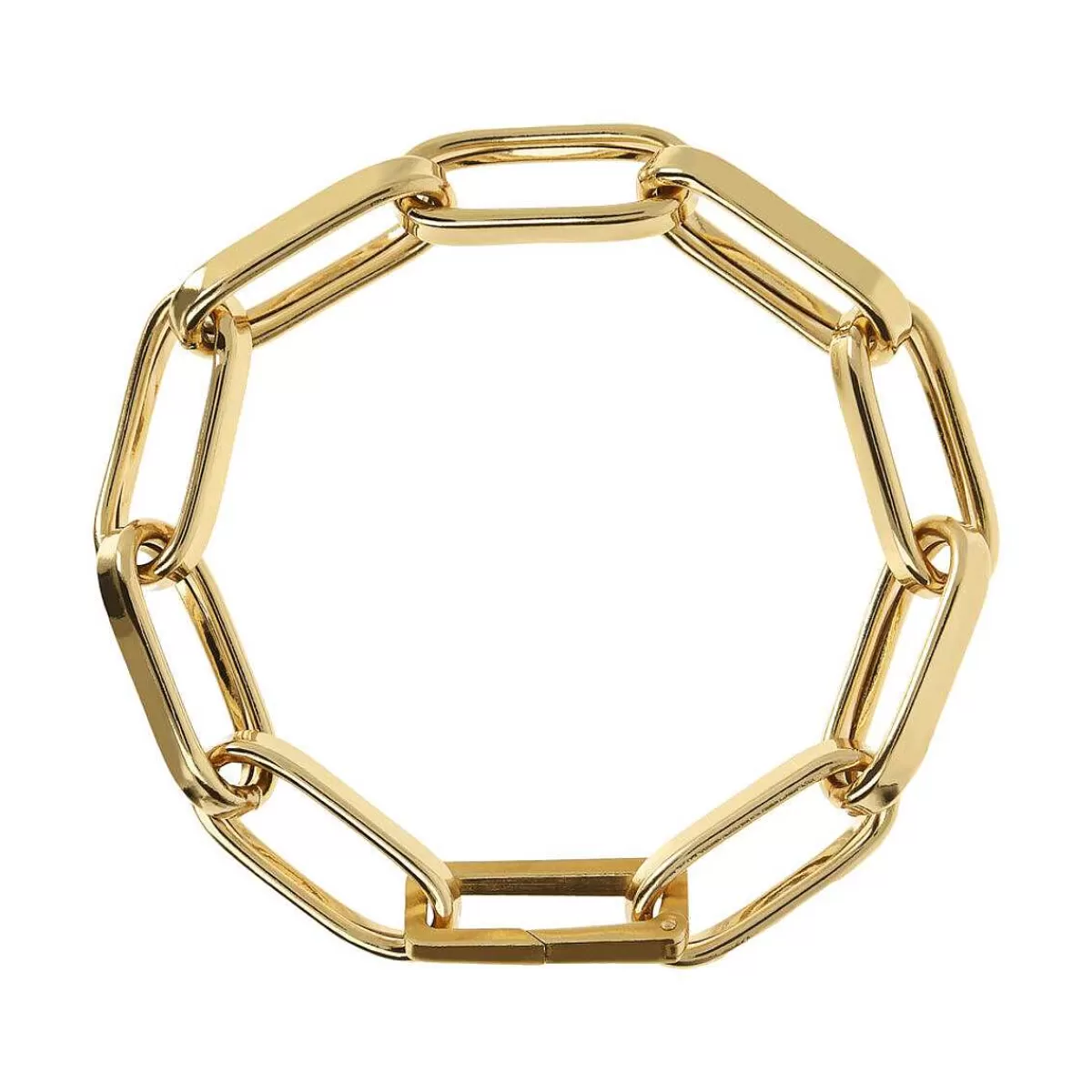 Shop Bracciale A Catena Forzatina Allungata Con Spessa Graffetta Dorata Bracciali