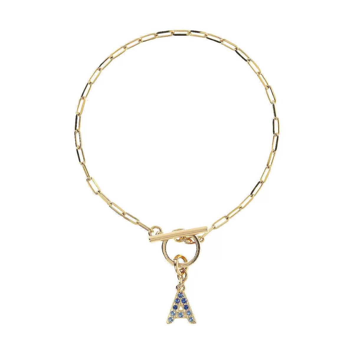 Discount Bracciale A Catena Forzatina Dorata Con Pendente Lettera In Pave Di Zirconi Bracciali