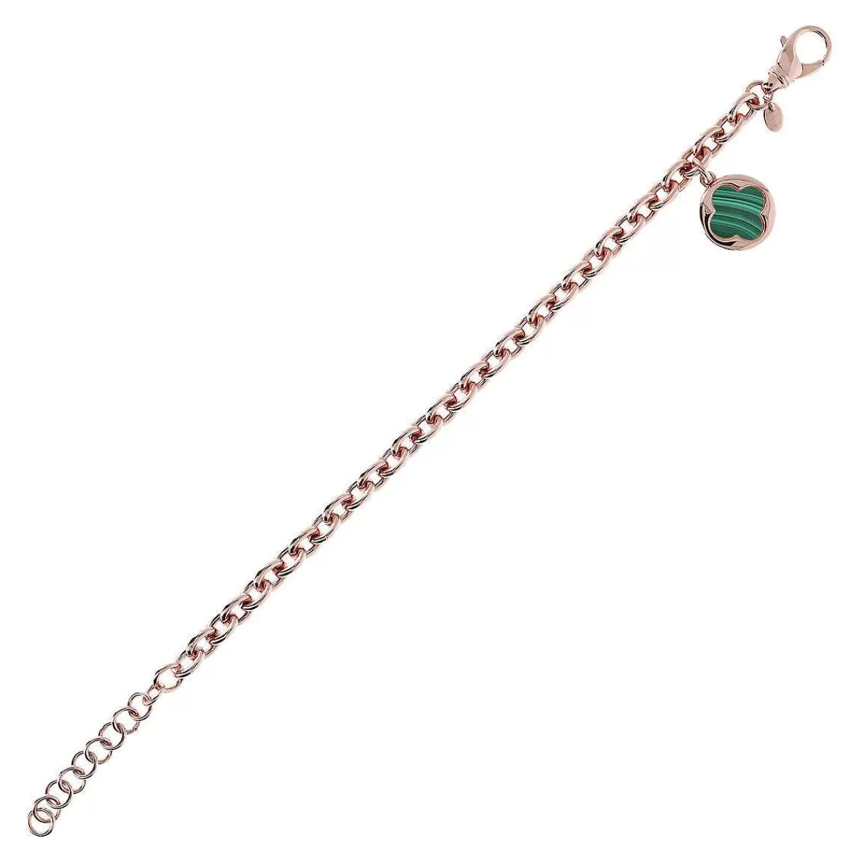 Cheap Bracciale A Catena Rolo Con Pendente Quadrifoglio In Pietra Naturale Bracciali