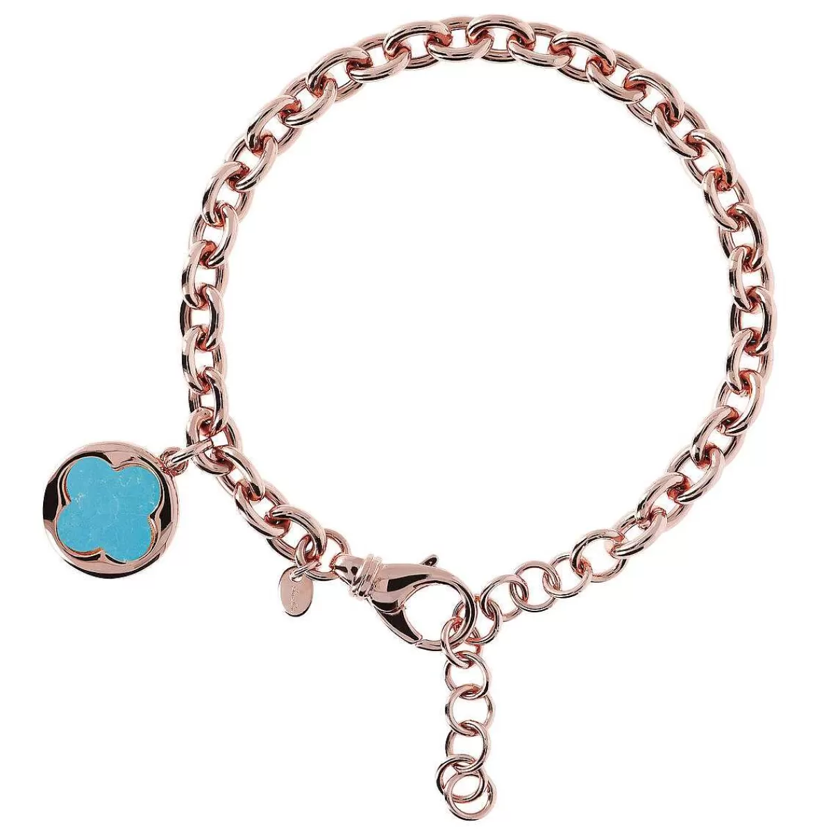 Cheap Bracciale A Catena Rolo Con Pendente Quadrifoglio In Pietra Naturale Bracciali