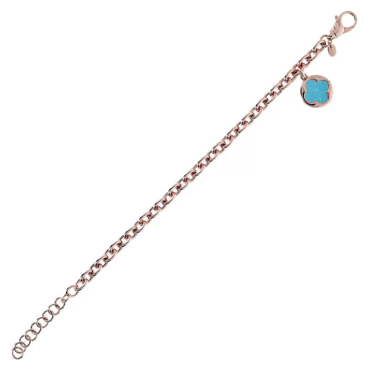 Cheap Bracciale A Catena Rolo Con Pendente Quadrifoglio In Pietra Naturale Bracciali