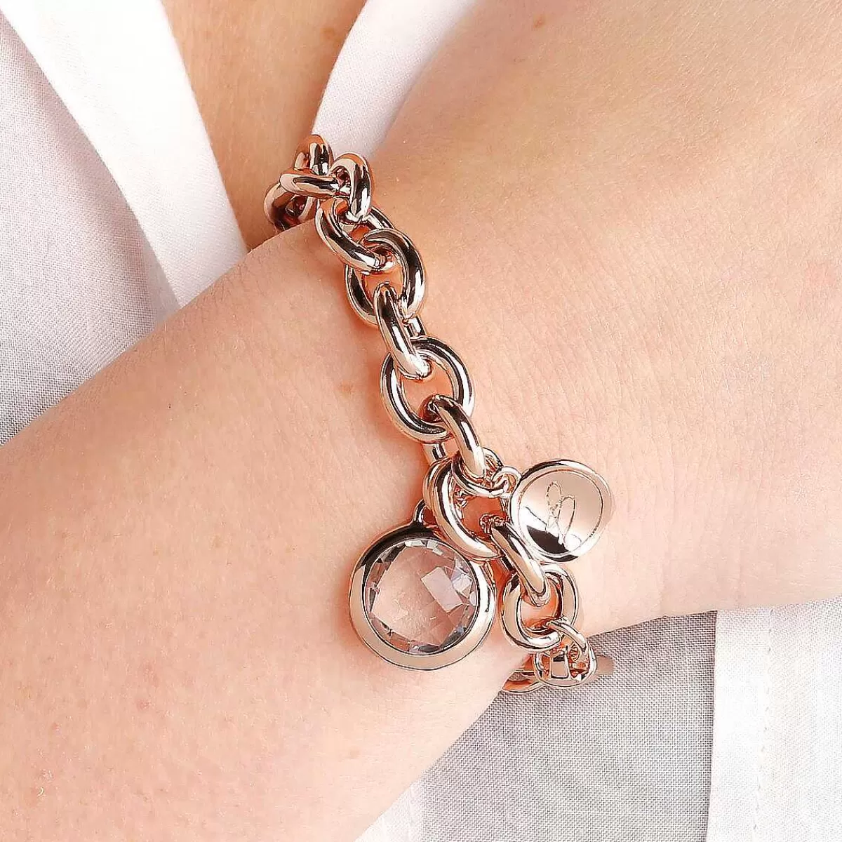 Store Bracciale A Catena Rolo Con Pendente Rotondo In Pietra Naturale Bracciali