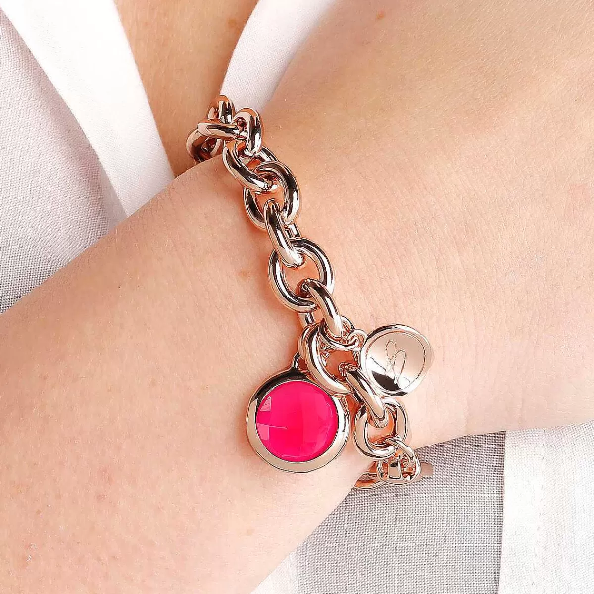 Store Bracciale A Catena Rolo Con Pendente Rotondo In Pietra Naturale Bracciali
