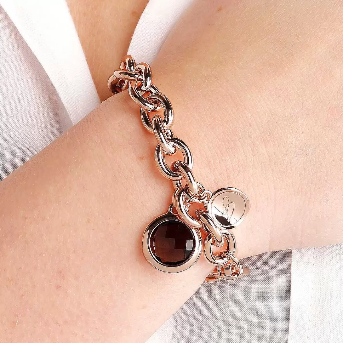 Store Bracciale A Catena Rolo Con Pendente Rotondo In Pietra Naturale Bracciali