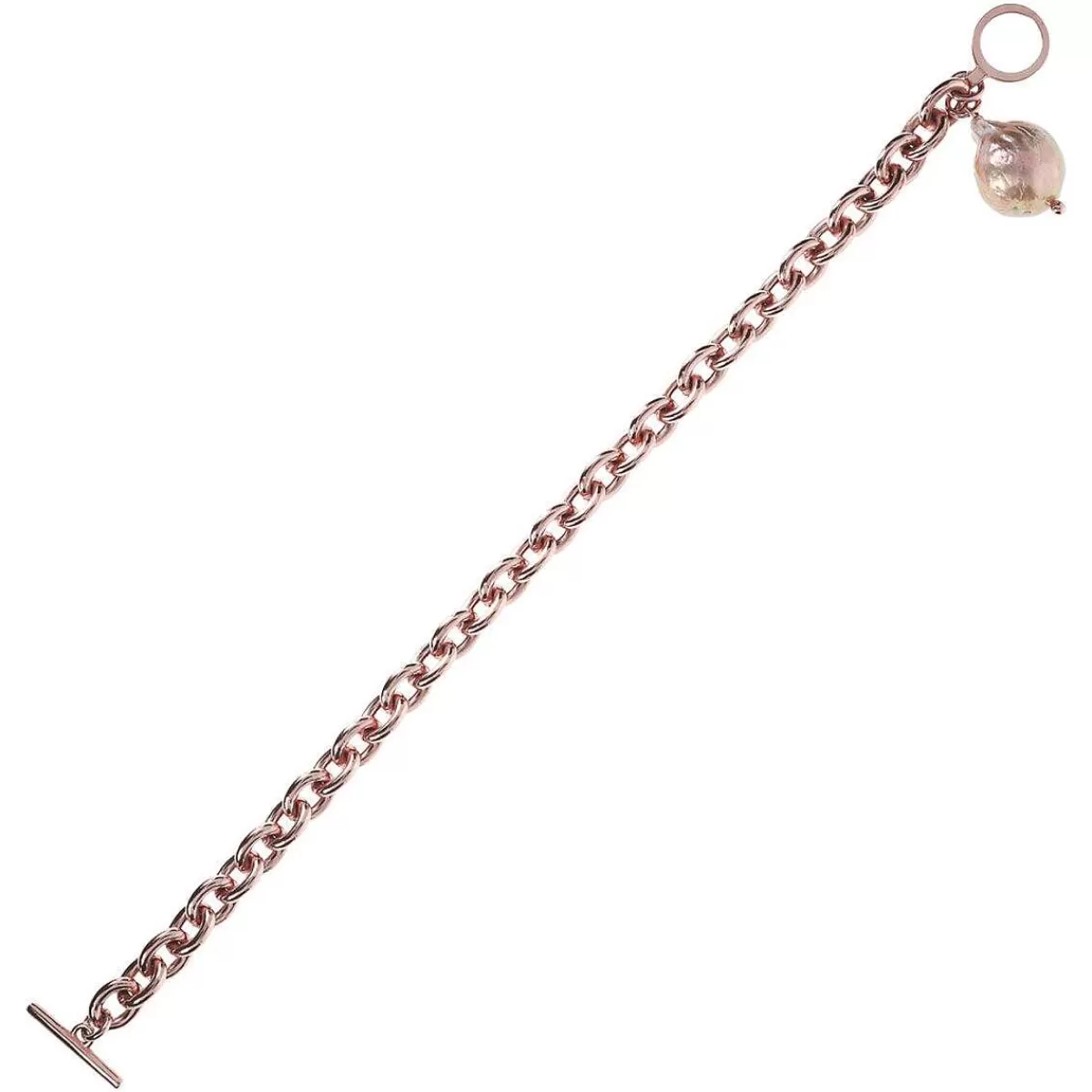 Outlet Bracciale A Catena Rolo Con Perla Coltivata D'Acqua Dolce Rosa Ming O 12 Mm Bracciali