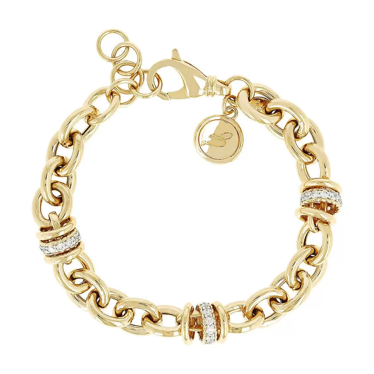 Best Bracciale A Catena Rolo Dorata Con Pave Di Zirconi Bracciali