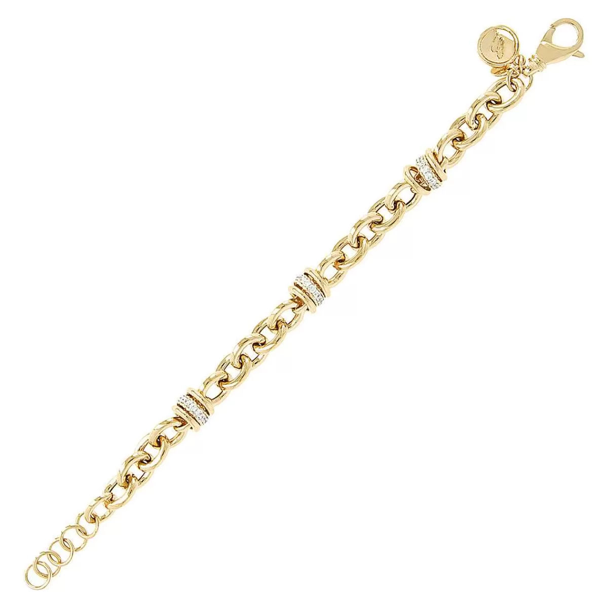 Best Bracciale A Catena Rolo Dorata Con Pave Di Zirconi Bracciali