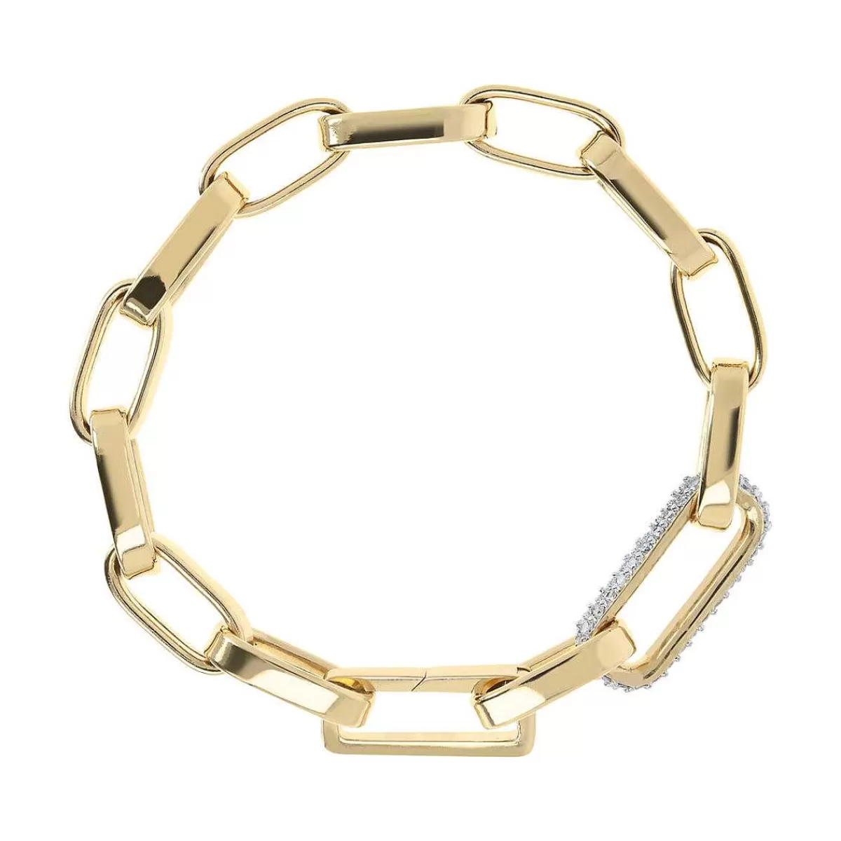 Online Bracciale A Catena Spessa Con Graffetta Dorata Ed Elemento In Pave Bracciali