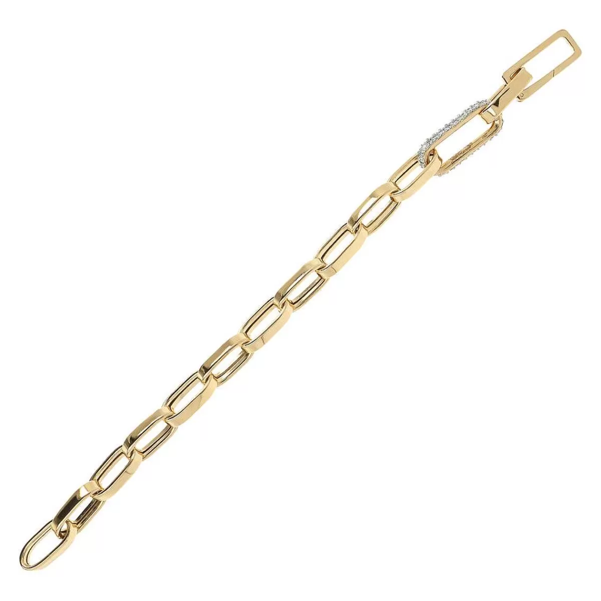 Online Bracciale A Catena Spessa Con Graffetta Dorata Ed Elemento In Pave Bracciali