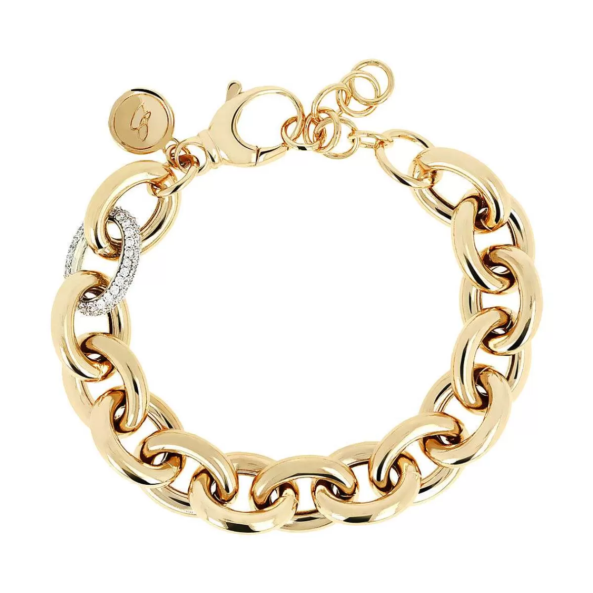 Online Bracciale A Maglia Maxi Dorata Con Elemento In Pave Di Zirconi Bracciali