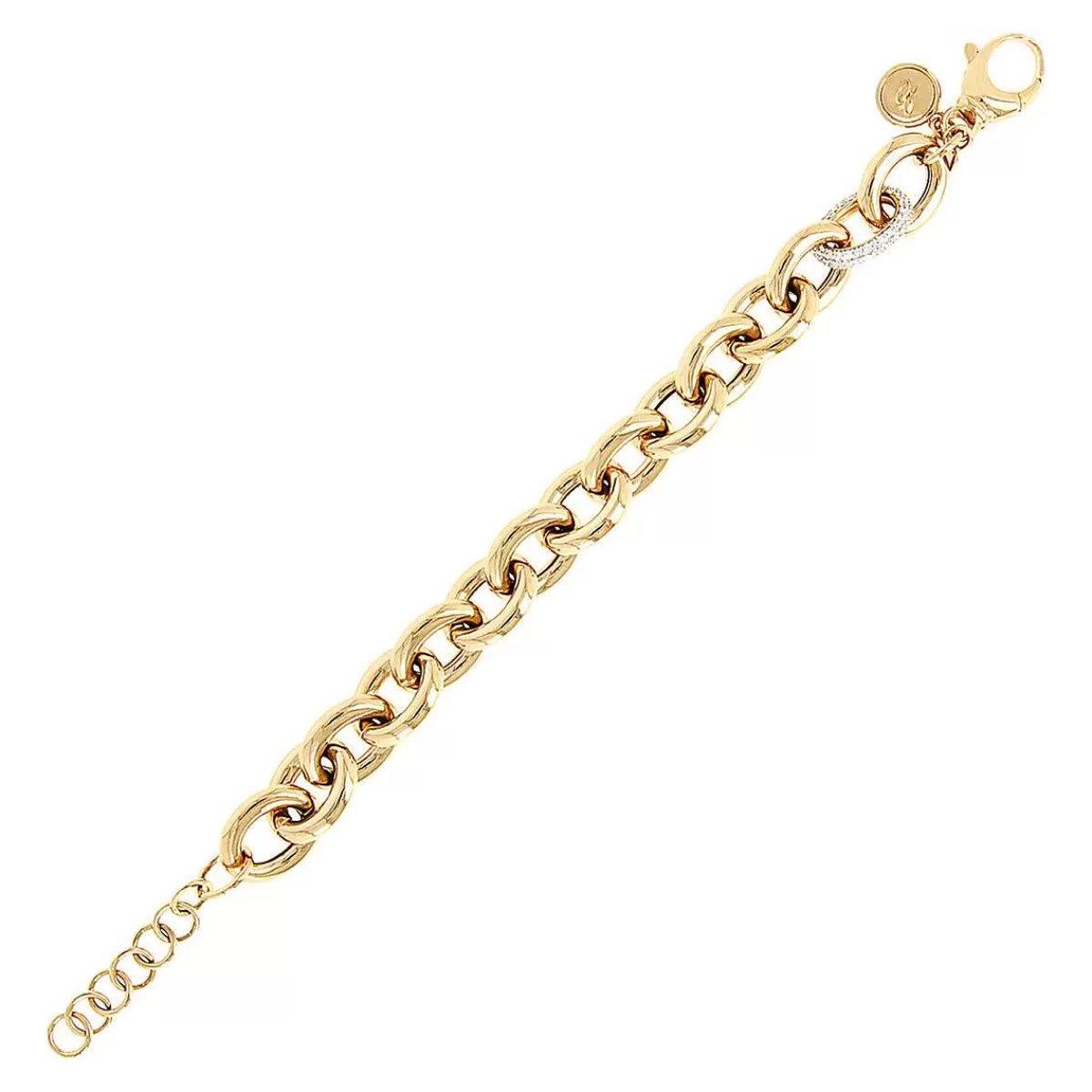 Online Bracciale A Maglia Maxi Dorata Con Elemento In Pave Di Zirconi Bracciali