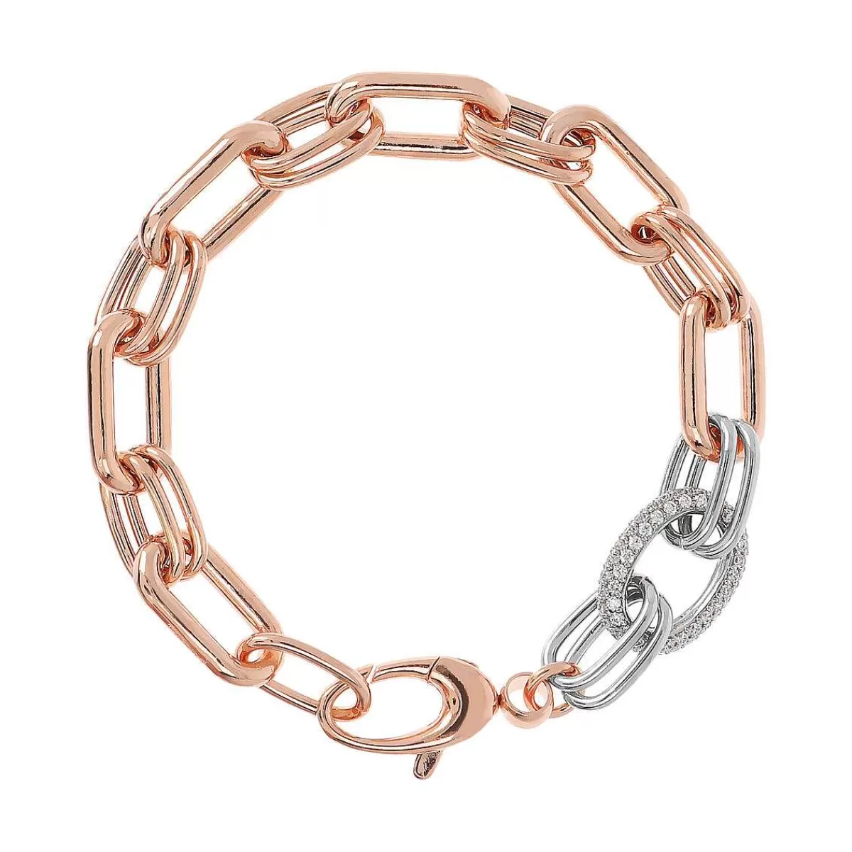 Store Bracciale A Maglie Alternate Con Elemento In Pave Di Zirconi Bracciali