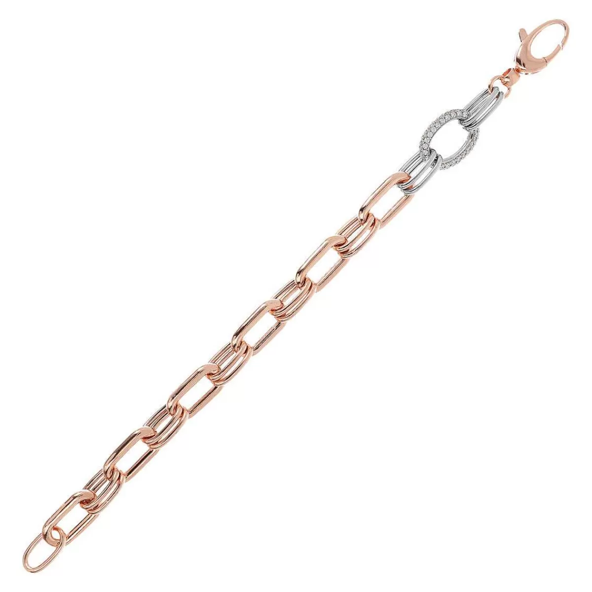 Store Bracciale A Maglie Alternate Con Elemento In Pave Di Zirconi Bracciali
