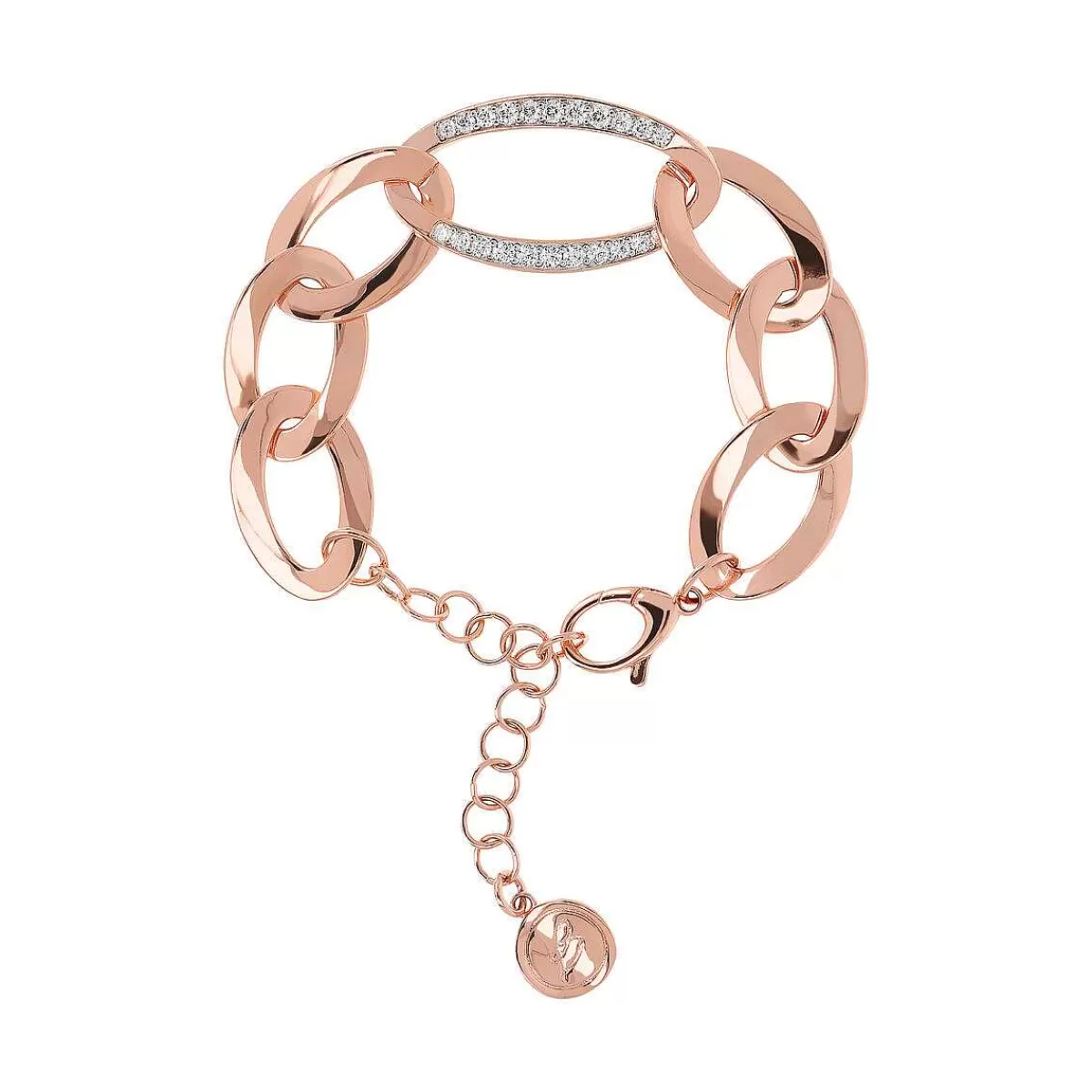 New Bracciale A Maglie Ovali Con Elemento In Pave Di Zirconi Bracciali
