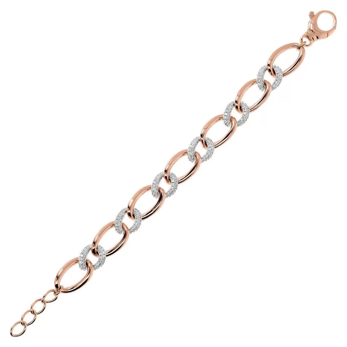Cheap Bracciale A Maglie Ovali Ed Elementi In Pave Di Zirconi Bracciali