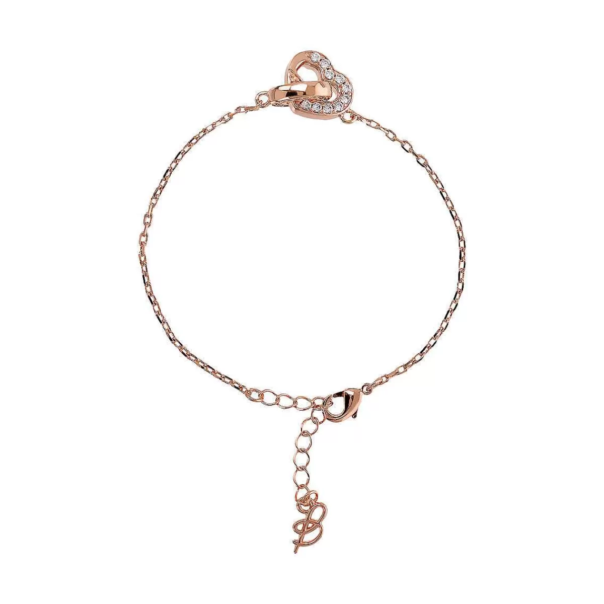 Clearance Bracciale Catena Forzatina Con Pendente Cuore In Doppio Pave E Maglia Ovale Bracciali