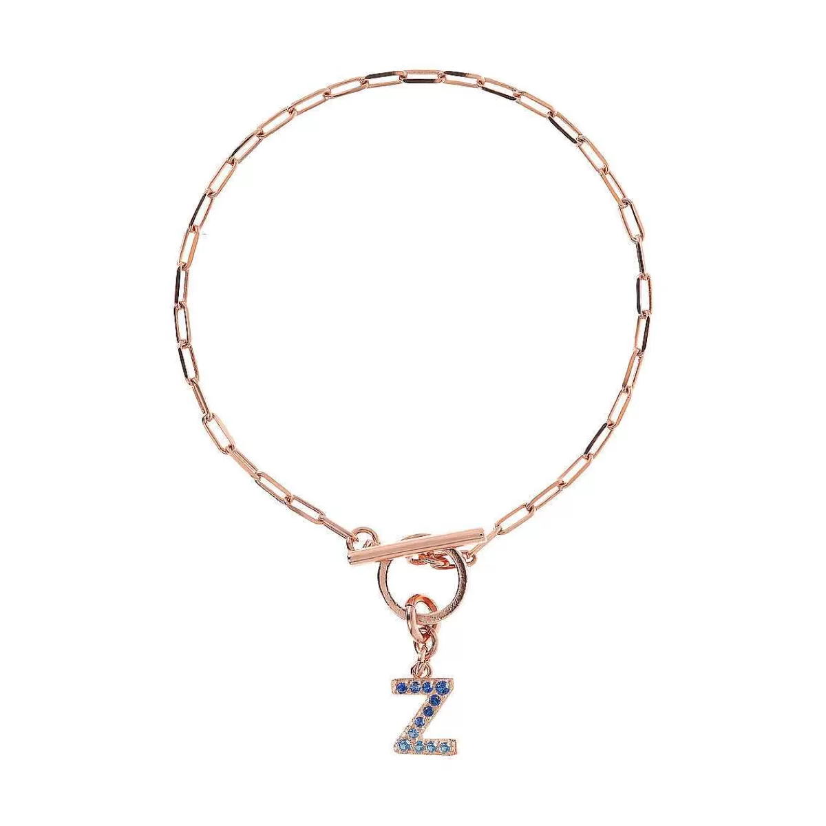 Clearance Bracciale Catena Forzatina Con Pendente Lettera Pave In Cubic Zirconia Bracciali