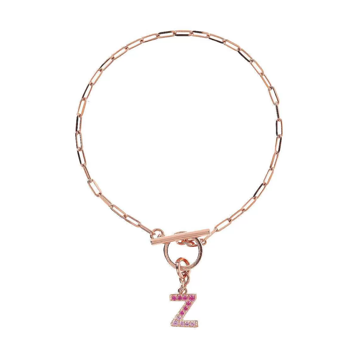 Clearance Bracciale Catena Forzatina Con Pendente Lettera Pave In Cubic Zirconia Bracciali