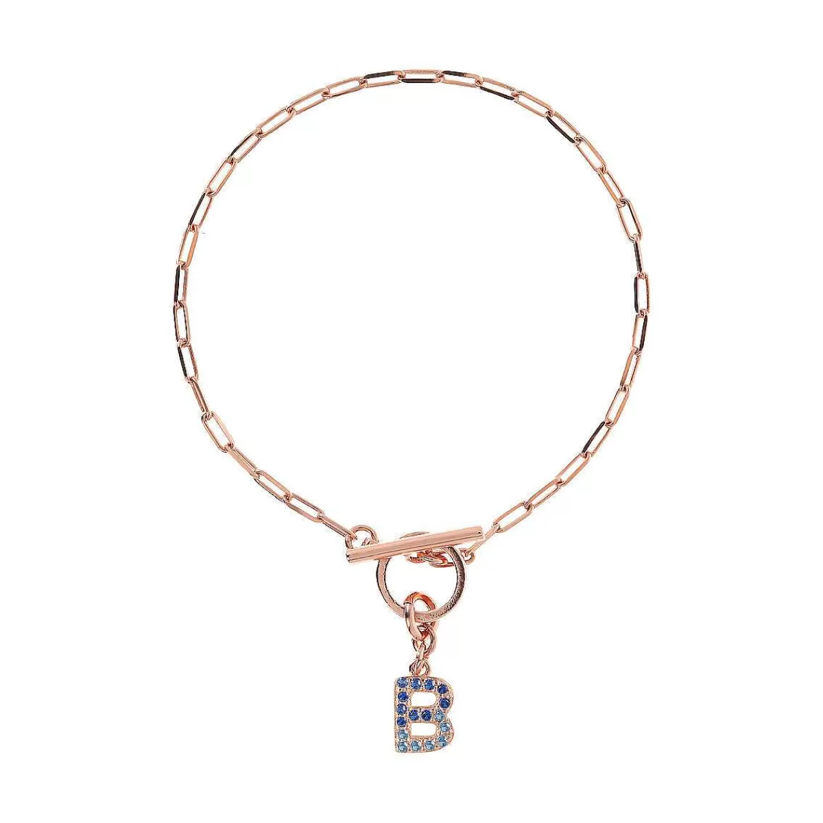 Clearance Bracciale Catena Forzatina Con Pendente Lettera Pave In Cubic Zirconia Bracciali