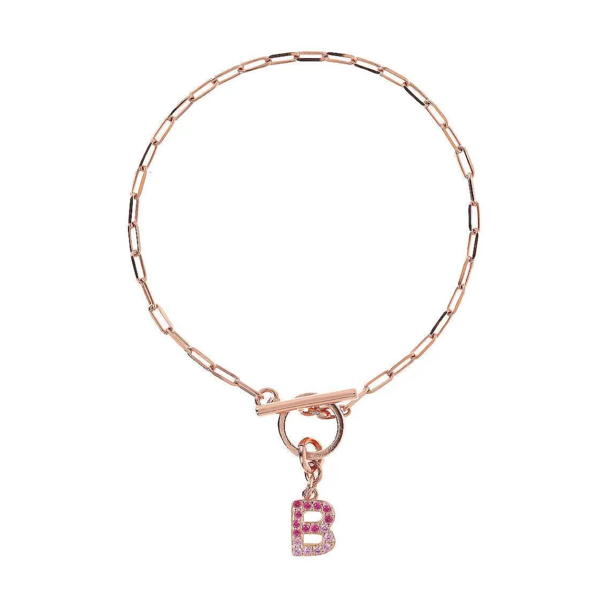 Clearance Bracciale Catena Forzatina Con Pendente Lettera Pave In Cubic Zirconia Bracciali