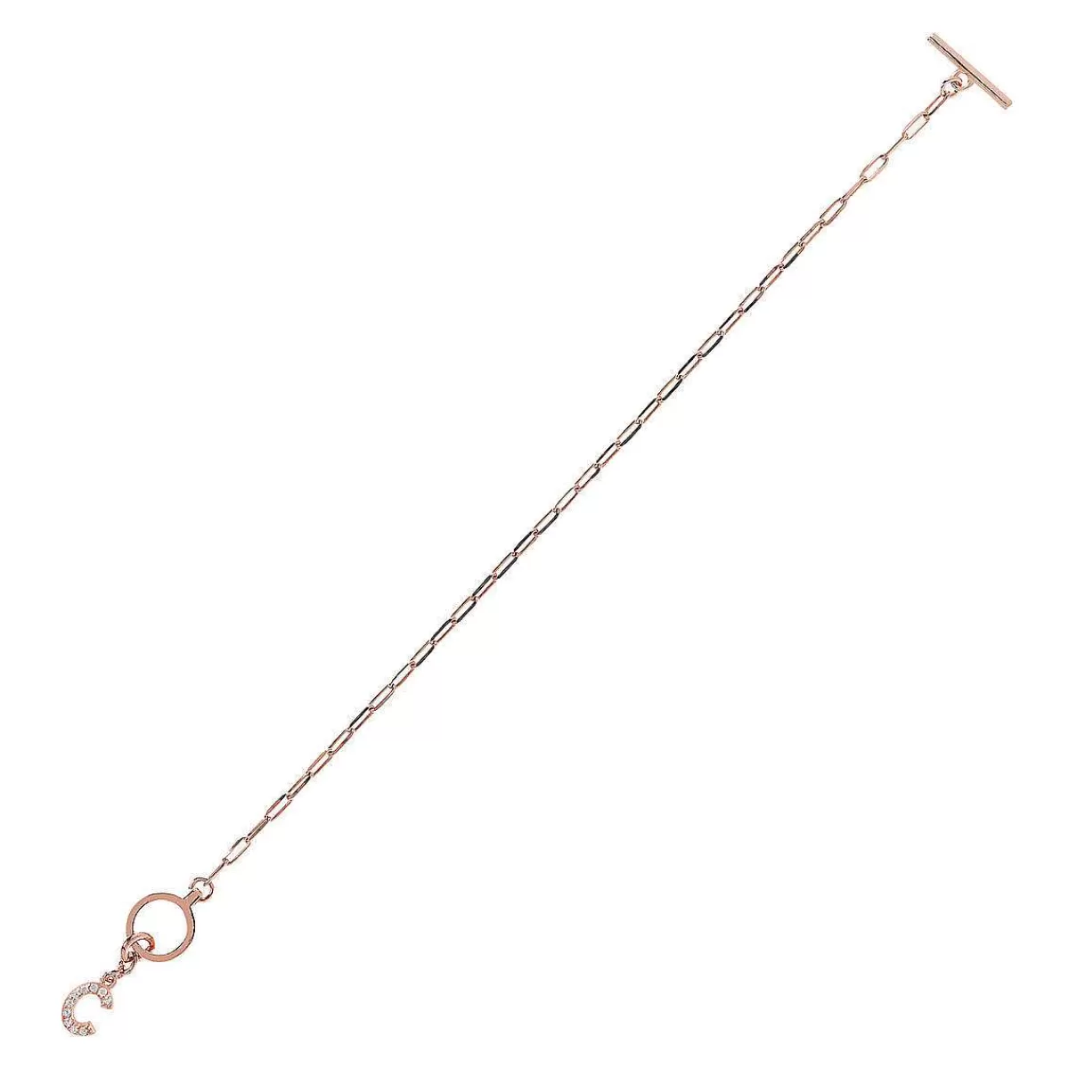 Clearance Bracciale Catena Forzatina Con Pendente Lettera Pave In Cubic Zirconia Bracciali